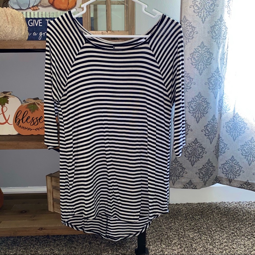 Black and White Striped Top